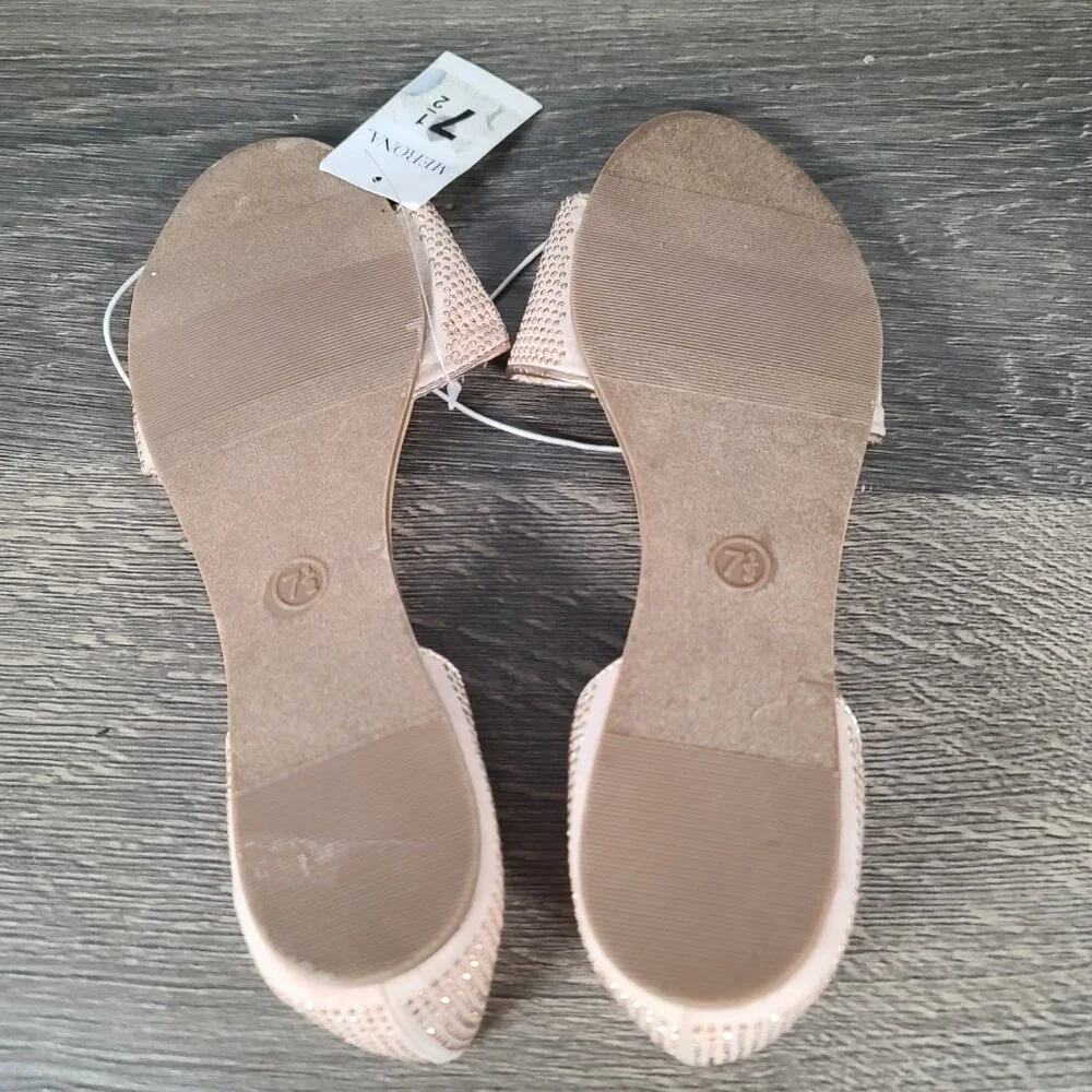 NWT Merona Flat Women's Slip-on Gold Rhinestone Sandals Size 7.5 - Picture 13 of 14